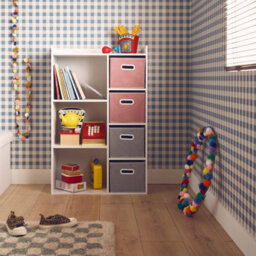 Sweeek - Children's Storage Unit With 4 Velvet Baskets Camille Pink 129.5X62X96 Cm - thumbnail 1