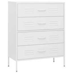 Vidaxl Chest Of Drawers White 80X35X101.5 Cm Steel Chests Of Drawers - thumbnail 2