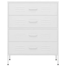 Vidaxl Chest Of Drawers White 80X35X101.5 Cm Steel Chests Of Drawers - thumbnail 3