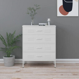 Vidaxl Chest Of Drawers White 80X35X101.5 Cm Steel Chests Of Drawers