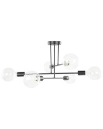 Beliani 33Cm 6-Light Ceiling Lamp Black Metal Shade-Free Industrial Design - thumbnail 2