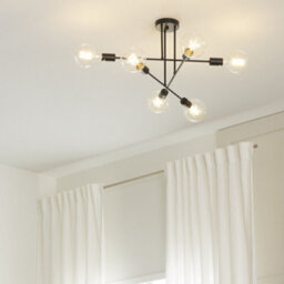 Beliani 33Cm 6-Light Ceiling Lamp Black Metal Shade-Free Industrial Design - thumbnail 1
