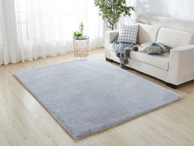A.unique Home Luxurious Faux Fur Rabbit Rug - Silver, 100Cm X 150Cm - image 1