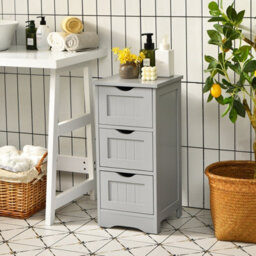 Gainoom 3 Drawers Bathroom Floor Cabinet Wood Storage Cupboard Organizer Free Standing Chest Of Drawers - thumbnail 3