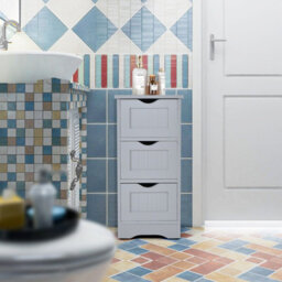 Gainoom 3 Drawers Bathroom Floor Cabinet Wood Storage Cupboard Organizer Free Standing Chest Of Drawers - thumbnail 5