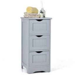 Gainoom 3 Drawers Bathroom Floor Cabinet Wood Storage Cupboard Organizer Free Standing Chest Of Drawers - thumbnail 1
