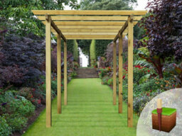 Edecks Royal Walkway Wooden Garden Pergola (W 2400mm X D 4800mm) With Steel Spikes (2.1M) - thumbnail 3