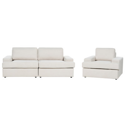 Beliani Living Room Set 4 Seater Alla Fabric Light Beige - image 1