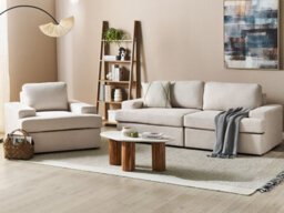 Beliani Living Room Set 4 Seater Alla Fabric Light Beige - thumbnail 2
