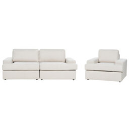 Beliani Living Room Set 4 Seater Alla Fabric Light Beige - thumbnail 1