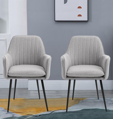 Hallowood Furniture Light Grey Fabric Chair With Metal Legs (Pair) - image 1