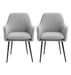 Hallowood Furniture Light Grey Fabric Chair With Metal Legs (Pair) - thumbnail 8