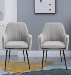 Hallowood Furniture Light Grey Fabric Chair With Metal Legs (Pair) - thumbnail 1