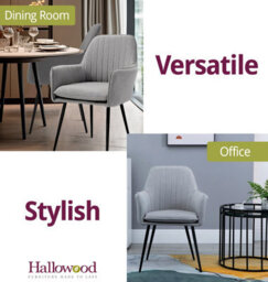 Hallowood Furniture Light Grey Fabric Chair With Metal Legs (Pair) - thumbnail 6