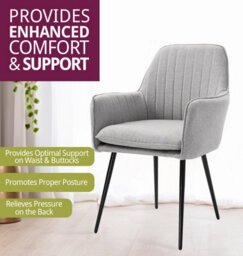 Hallowood Furniture Light Grey Fabric Chair With Metal Legs (Pair) - thumbnail 4