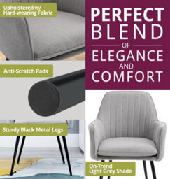 Hallowood Furniture Light Grey Fabric Chair With Metal Legs (Pair) - thumbnail 5