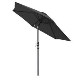 Sundaze 2.5M Black Round Garden Parasol Umbrella Patio Sun Shade Canopy Crank Tilt With Base - thumbnail 2