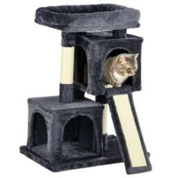Dark Grey Cat Tree, 83Cm Indoor Cat Scratching Post Climbing Frame - thumbnail 1