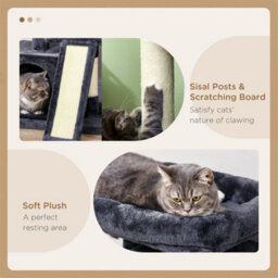 Dark Grey Cat Tree, 83Cm Indoor Cat Scratching Post Climbing Frame - thumbnail 3