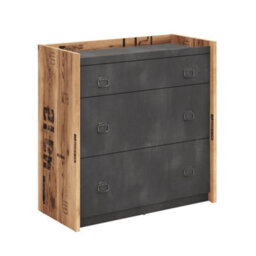Arte Fargo Chest Of Drawers With Metal Handles In Raw Steel & Canyon Alpine Spruce W900mm X H900mm X D420mm - Ideal For Bedroom Storage - thumbnail 1