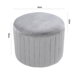 Living And Home Round Grey Velvet Upholstered  Footstool Dia 400 X H 300 mm - thumbnail 5