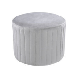Living And Home Round Grey Velvet Upholstered  Footstool Dia 400 X H 300 mm - thumbnail 3