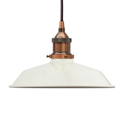 Clay White Small Trinity Metal Painted Dome Pendant Light With Antique Copper Lamp Holder And Black Round Cable - Se Home - image 1