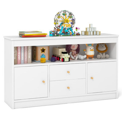 Gainoom Kids Toy Storage Organizer Wooden Children Bookshelf Storage Chest W/ Open Shel - image 1