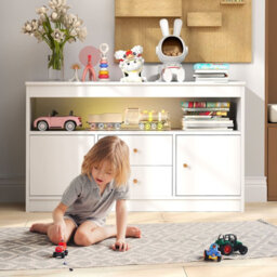 Gainoom Kids Toy Storage Organizer Wooden Children Bookshelf Storage Chest W/ Open Shel - thumbnail 3