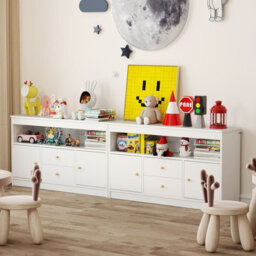 Gainoom Kids Toy Storage Organizer Wooden Children Bookshelf Storage Chest W/ Open Shel - thumbnail 4