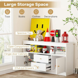 Gainoom Kids Toy Storage Organizer Wooden Children Bookshelf Storage Chest W/ Open Shel - thumbnail 7