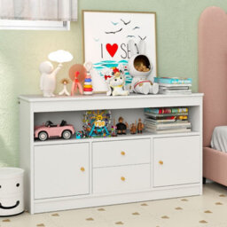 Gainoom Kids Toy Storage Organizer Wooden Children Bookshelf Storage Chest W/ Open Shel - thumbnail 2