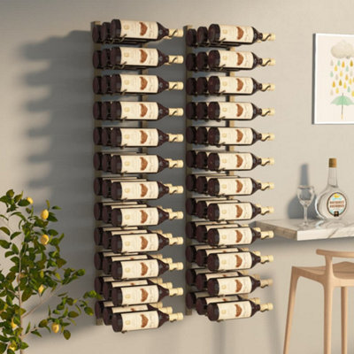 Berkfield Wall Mounted Wine Rack For 36 Bottles 2 Pcs Gold Iron - image 1