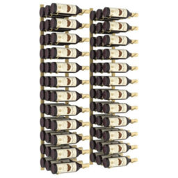 Berkfield Wall Mounted Wine Rack For 36 Bottles 2 Pcs Gold Iron - thumbnail 3