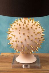 Orsina Modern Table Lamp With Gold Spikes, Black Drum Shade With Pink Globe Base, Decorative Accent Lamp - thumbnail 3