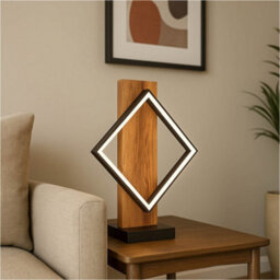 Loops Stylish Modern Black And Brown Rustic Led Table Lamp For Indoor Home Decor - thumbnail 3