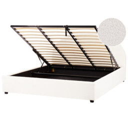 Beliani Ottoman Bed Boucle Vaucluse 180 X 200 Cm (Eu Super King) Off-White - thumbnail 1