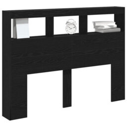 Berkfield Headboard Cabinet With Led Black Oak 140X17X102 Cm - thumbnail 5