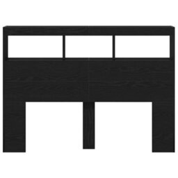 Berkfield Headboard Cabinet With Led Black Oak 140X17X102 Cm - thumbnail 7