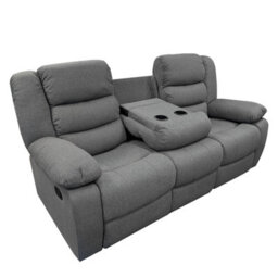 Furnishings For Less UK Manhattan Grey 3 Seater Fabric Reclining Sofa Recliner - thumbnail 3