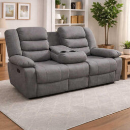 Furnishings For Less UK Manhattan Grey 3 Seater Fabric Reclining Sofa Recliner