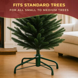 Festive Fix Green Metal Christmas Tree Stand Heavy Duty Base With Adjustable Screws For Real And Artificial Christmas Trees - thumbnail 6