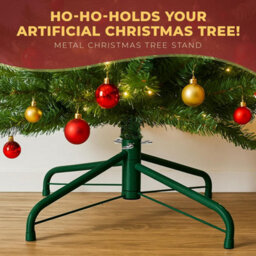 Festive Fix Green Metal Christmas Tree Stand Heavy Duty Base With Adjustable Screws For Real And Artificial Christmas Trees - thumbnail 3