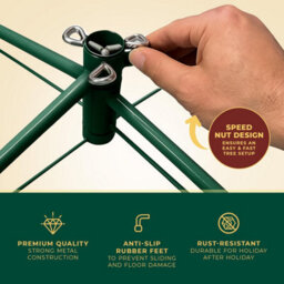Festive Fix Green Metal Christmas Tree Stand Heavy Duty Base With Adjustable Screws For Real And Artificial Christmas Trees - thumbnail 5