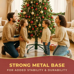 Festive Fix Green Metal Christmas Tree Stand Heavy Duty Base With Adjustable Screws For Real And Artificial Christmas Trees - thumbnail 4