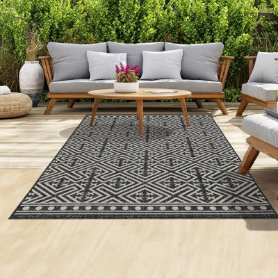 Homeart Outdoor Rugs Easy Cleaning Area Rugs For Balcony,garden,picnic,uv Weather Resistant Anthracite Cream 80 X 150 Cm - image 1