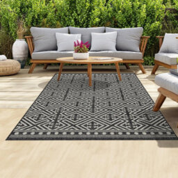 Homeart Outdoor Rugs Easy Cleaning Area Rugs For Balcony,garden,picnic,uv Weather Resistant  Anthracite Cream 80 X 150 Cm