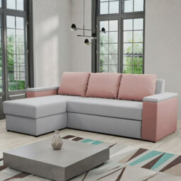 Universal Corner Sofa Bed Heros With Storage Light Grey And Pink