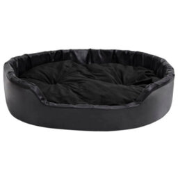 Berkfield Dog Bed Black 99X89X21 Cm Plush And Faux Leather - thumbnail 5