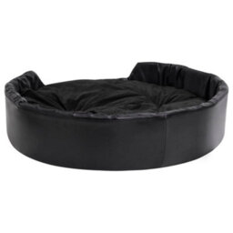 Berkfield Dog Bed Black 99X89X21 Cm Plush And Faux Leather - thumbnail 4